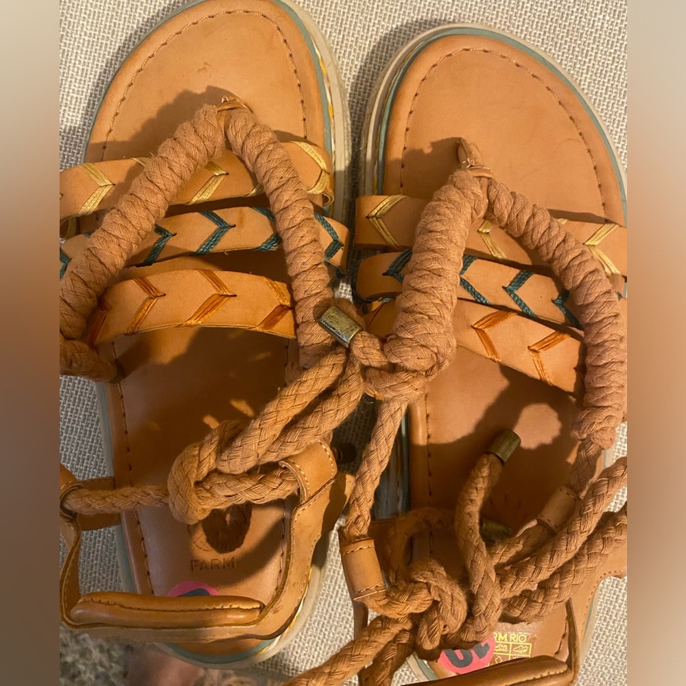 Farm Rio Rope Tie Flatform Sandals-NWOT - Picture 6 of 9